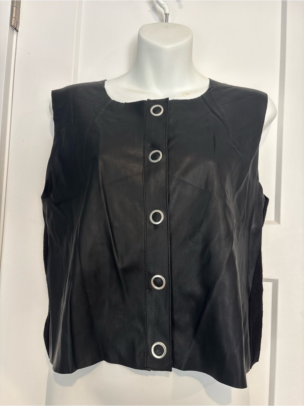 Zara Black Sleeveless Leather Vest